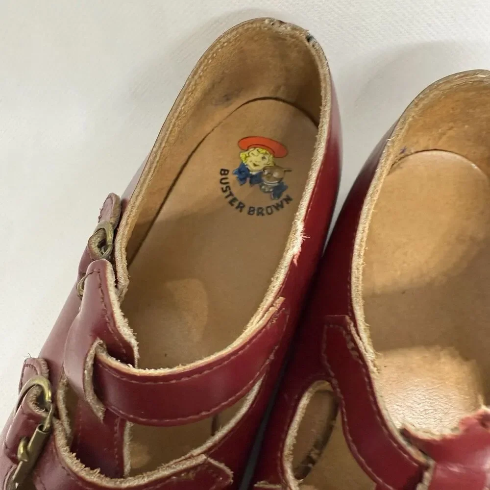Vintage Buster Brown Red Toddler Mary Jane’s Leather Upper Size 10.5